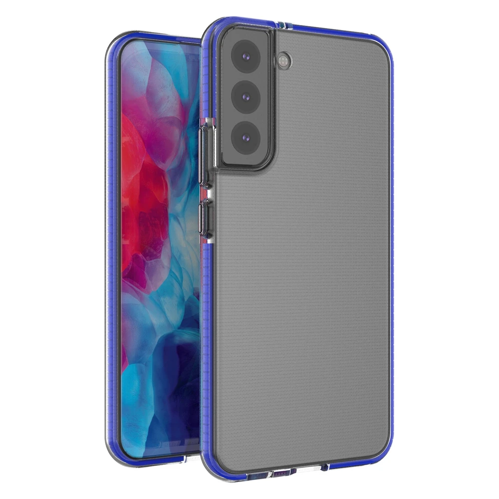 Hurtel Spring dėklas su spalvotu rėmeliu skirtas Samsung Galaxy S22 + (S22 Plus), tamsiai mėlynas