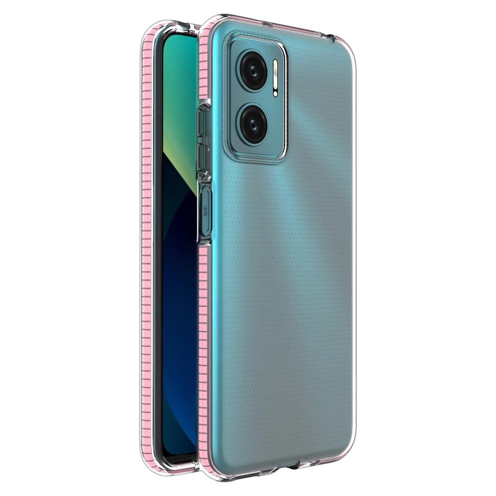 Hurtel Spring dėklas su spalvotu rėmeliu skirtas Xiaomi Redmi 10, šviesiai rožinis