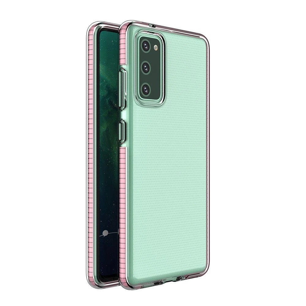 Hurtel Spring dėklas su spalvotu rėmeliu skirtas Samsung Galaxy A72 4G, šviesiai rožinis