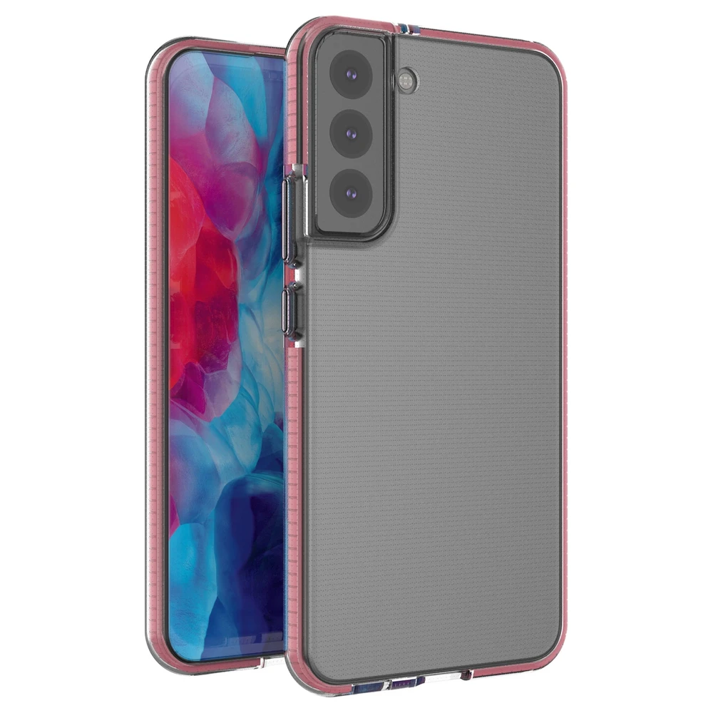 Hurtel Spring dėklas su spalvotu rėmeliu skirtas Samsung Galaxy S22 + (S22 Plus), šviesiai rožinis