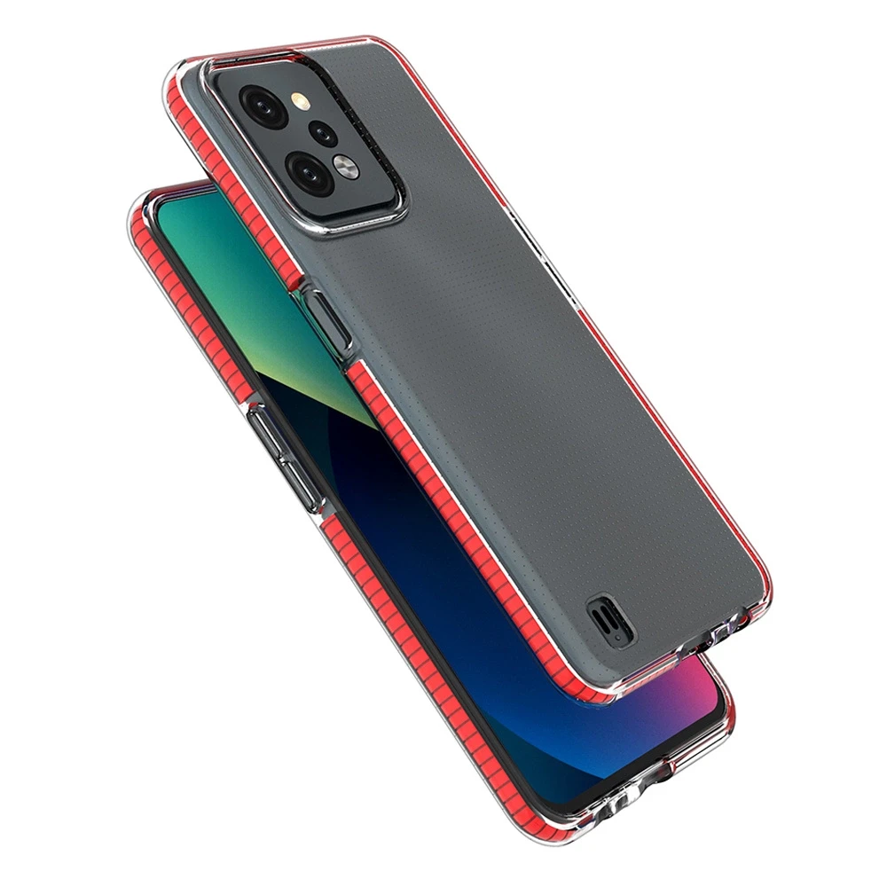 Hurtel Spring dėklas su spalvotu rėmeliu skirtas Realme C31, šviesiai rožinis