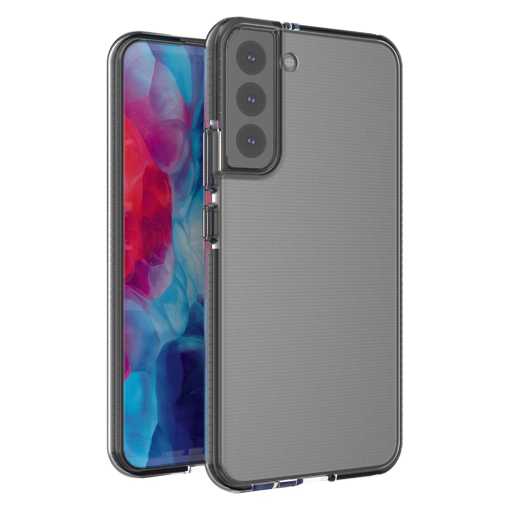 Hurtel Spring dėklas su spalvotu rėmeliu skirtas Samsung Galaxy S22 + (S22 Plus), juodas