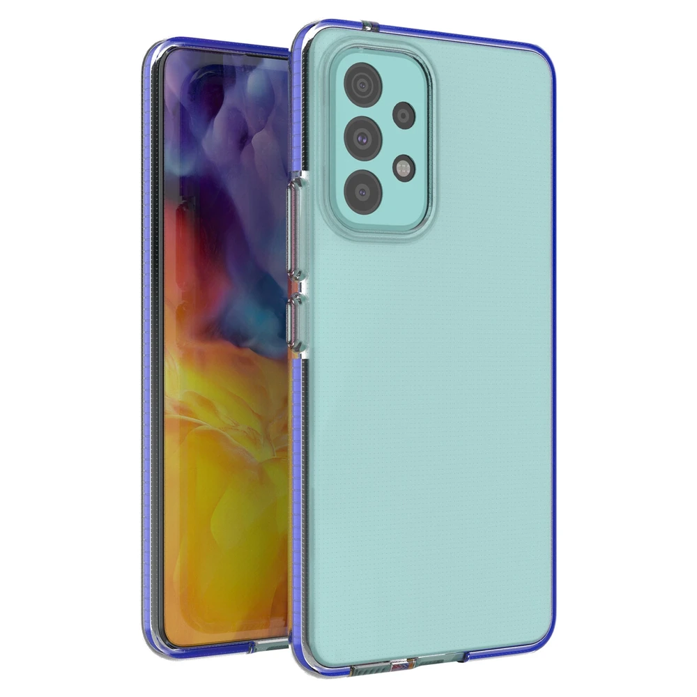 Hurtel Spring dėklas su spalvotu rėmeliu skirtas Samsung Galaxy A73, tamsiai mėlynas