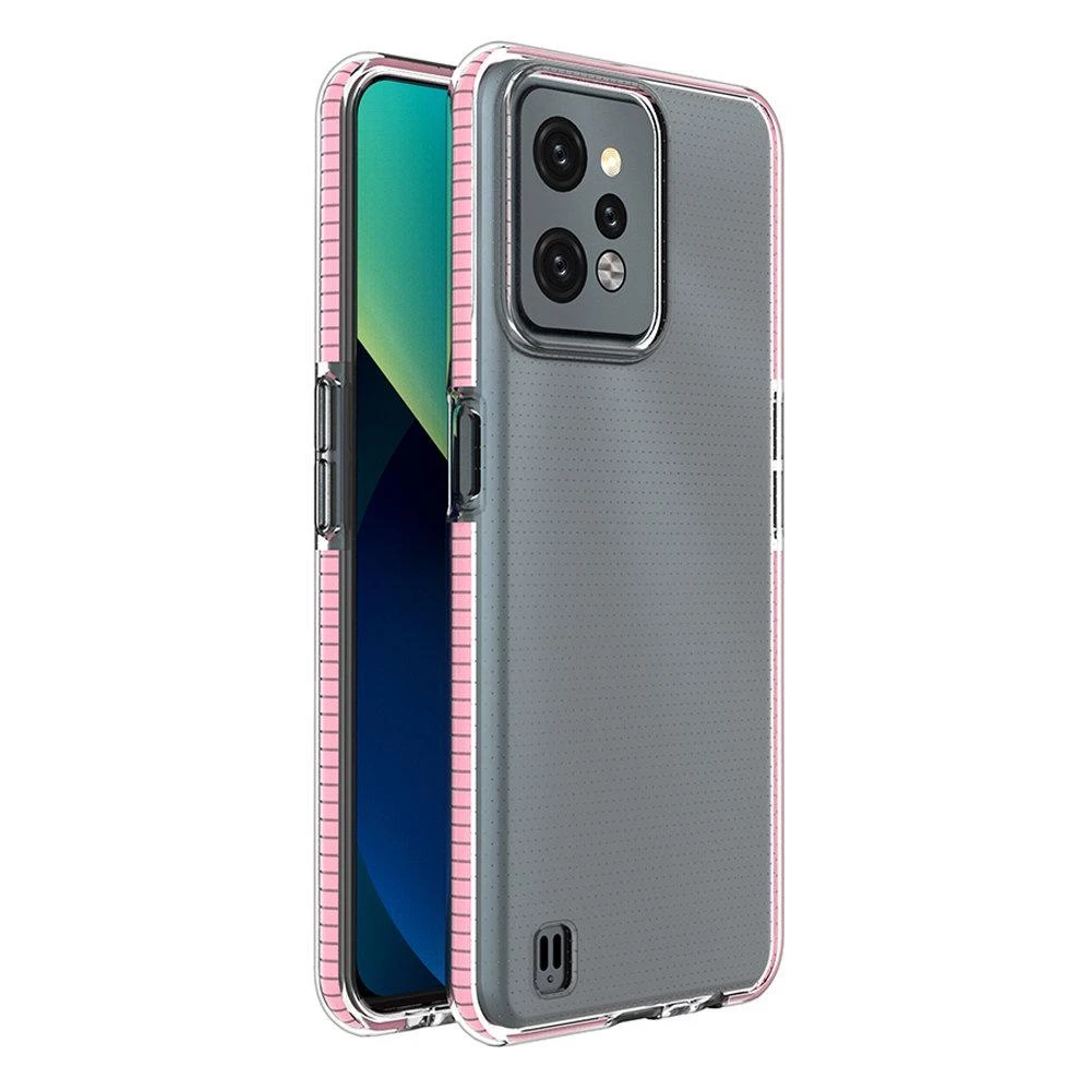 Hurtel Spring dėklas su spalvotu rėmeliu skirtas Realme C31, šviesiai rožinis