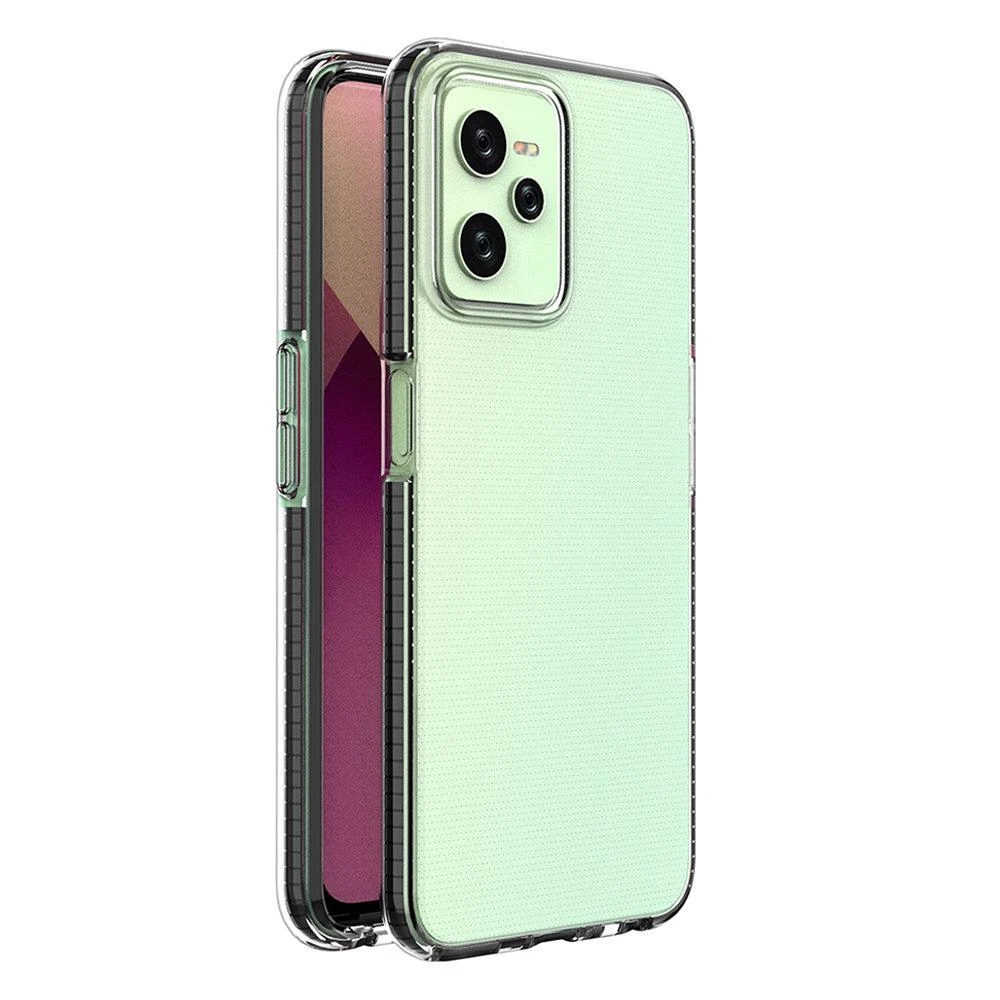 Hurtel Spring dėklas su spalvotu rėmeliu skirtas Realme C35, juodas