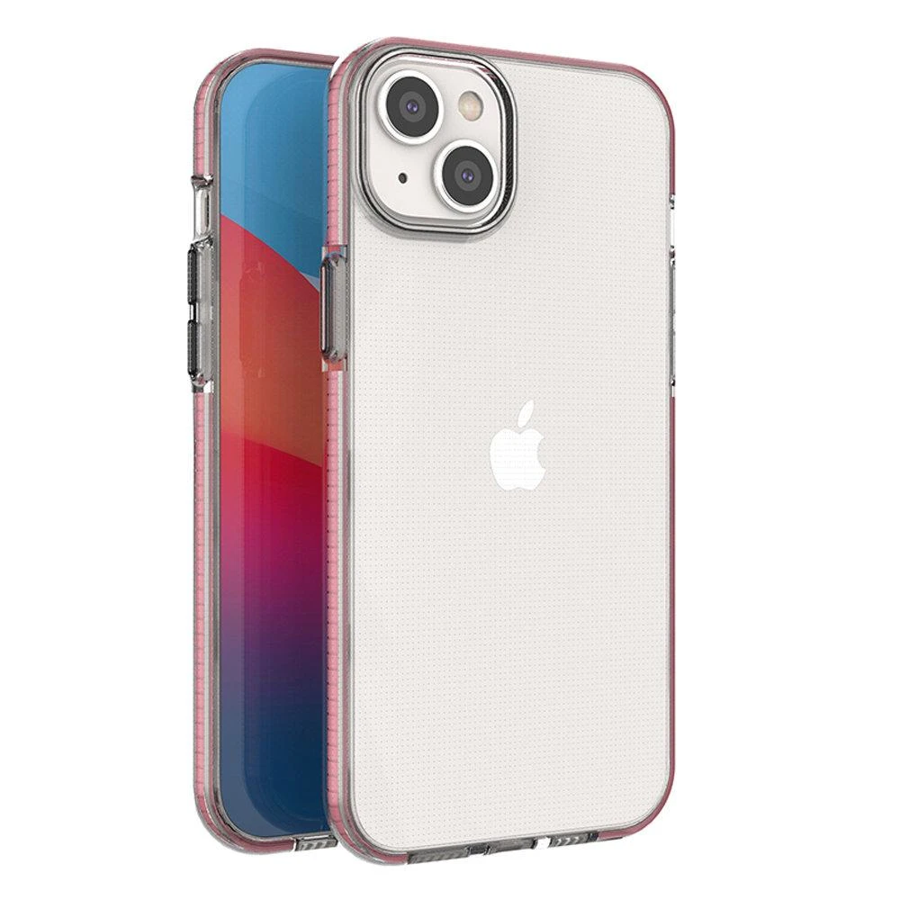 Hurtel Spring dėklas su spalvotu rėmeliu skirtas iPhone 14 Plus, šviesiai rožinis