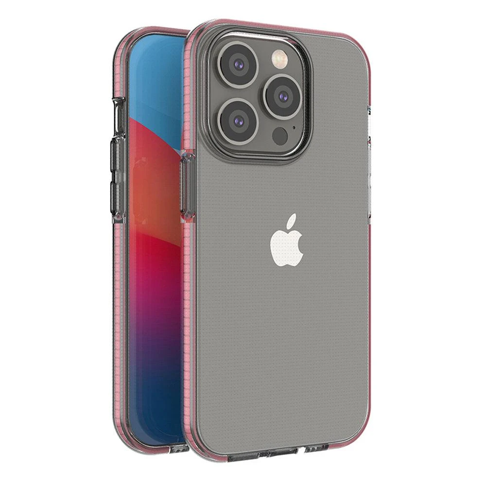 Hurtel Spring dėklas su spalvotu rėmeliu skirtas iPhone 14 Pro, šviesiai rožinis