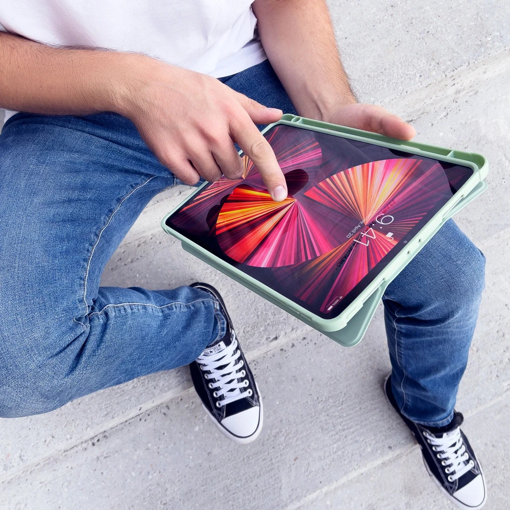 Hurtel Stand Planšetė Smart Apple iPad Pro 12.9 '' 2021/2020 su stoveliu dėklas planšetiniam kompiuteriui žalios spalvos