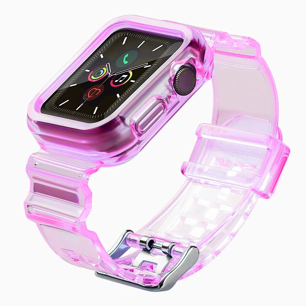 Hurtel Silikoninė apyrankė Bracelet Case Strap Light Set for Apple Watch 38mm – raudonos spalvos