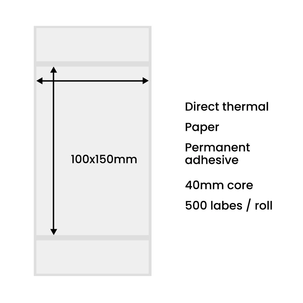 Hurtel Terminės etiketės 100x150mm (500 vnt.) - baltos