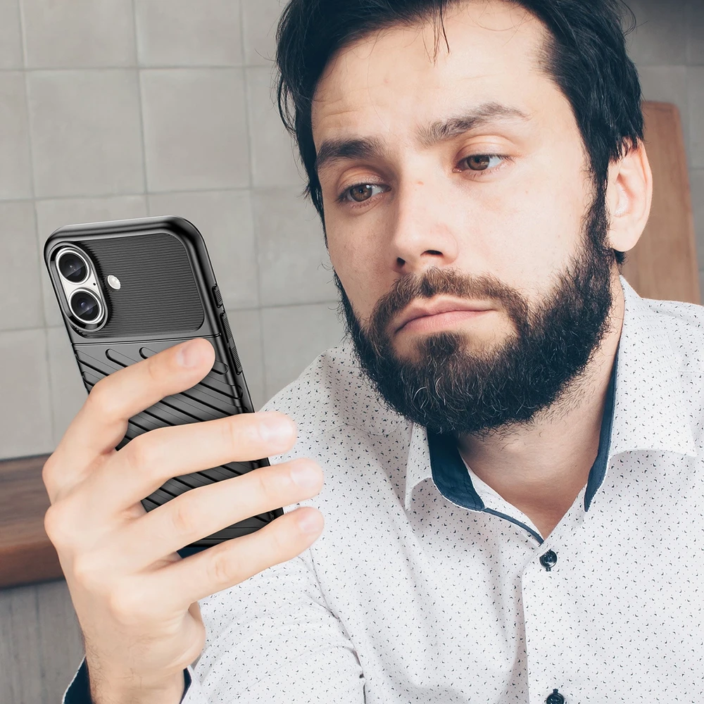 Hurtel Thunder Apple iPhone 16 Plus silikoninis – dėklas telefonui juodos spalvos