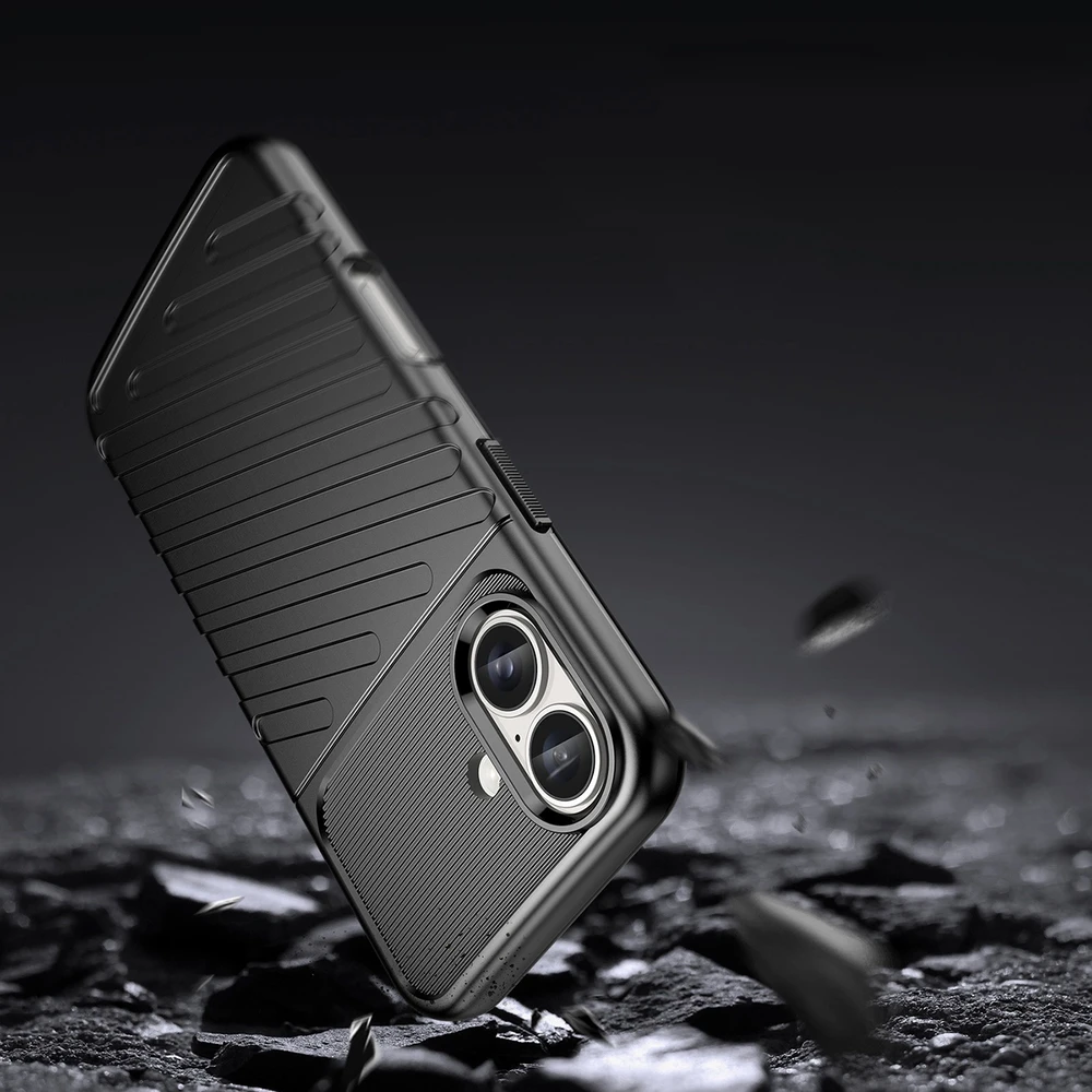 Hurtel Thunder Apple iPhone 16 Plus silikoninis – dėklas telefonui juodos spalvos