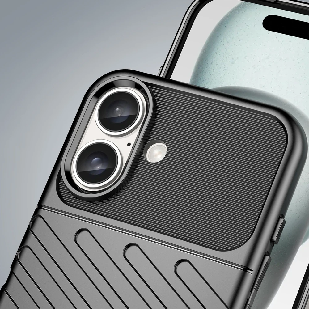 Hurtel Thunder Apple iPhone 16 Plus silikoninis – dėklas telefonui juodos spalvos