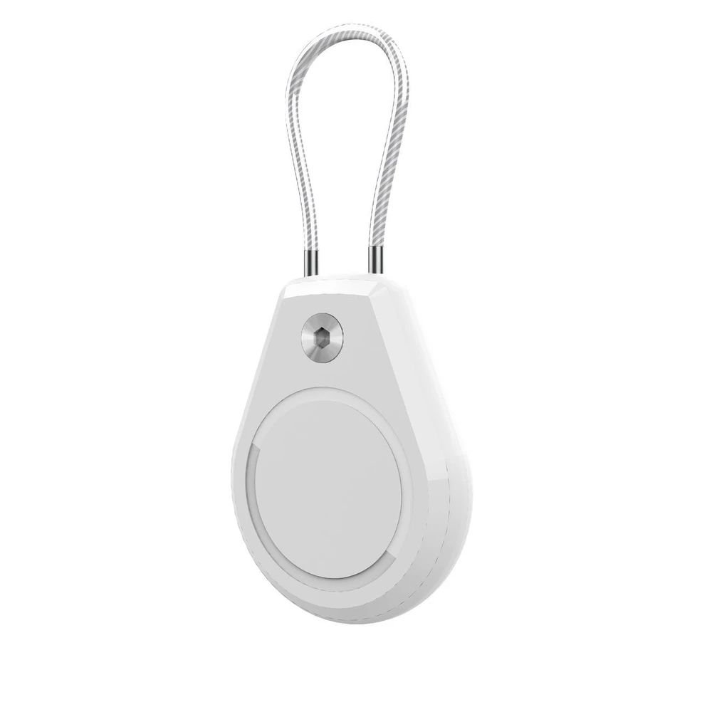 Hurtel Apple AirTag dėklas Atsparus vandeniui with Steel Cable – baltos spalvos