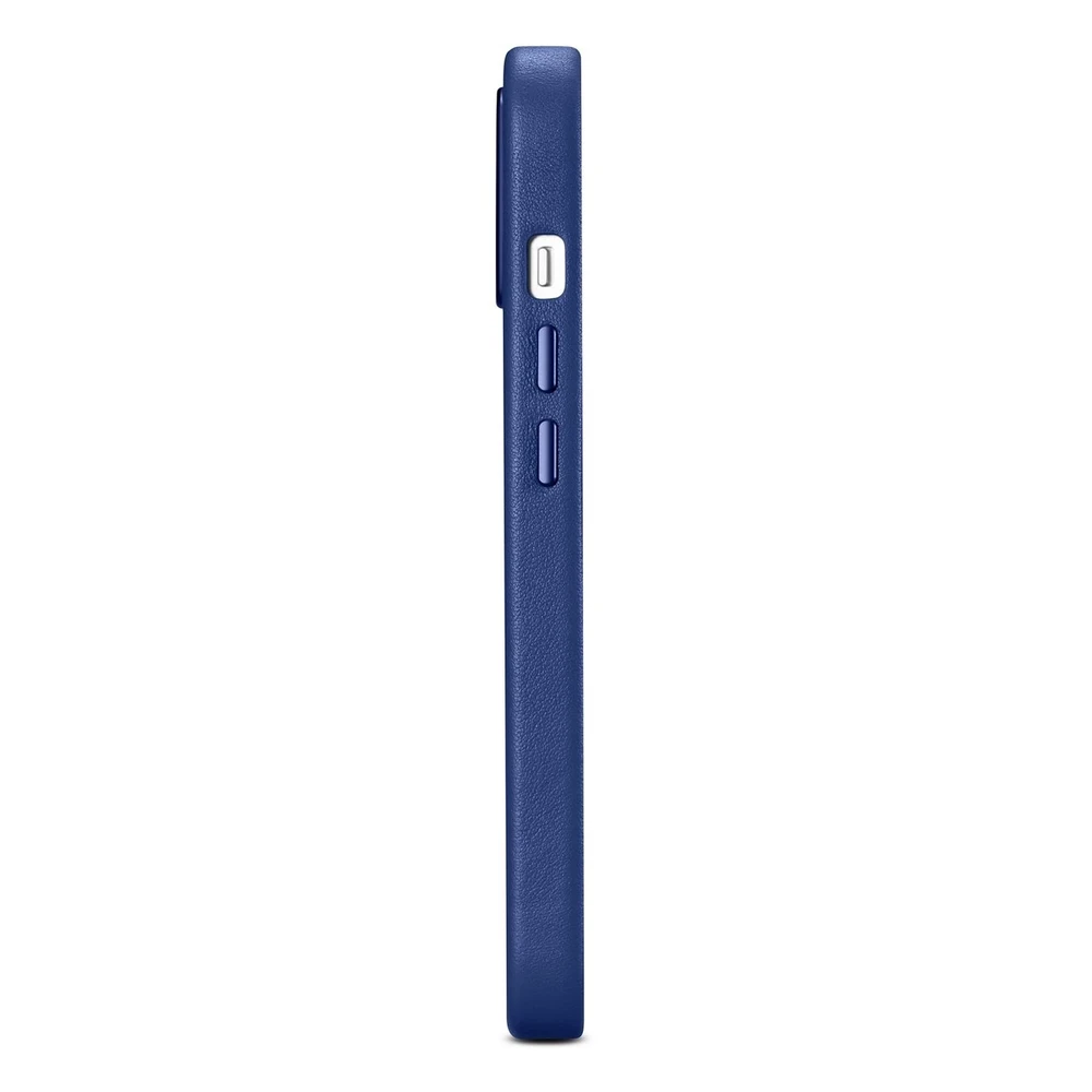 iCarer Leather Apple iPhone 14 Plus genuine leather dėklas telefonui mėlynos spalvos (compatible with MagSafe)