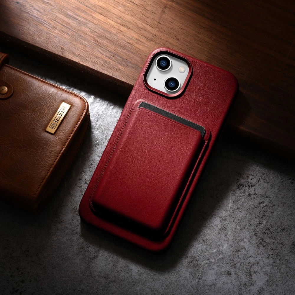 iCarer Leather made of natural leather Apple iPhone 14 Plus dėklas telefonui raudonos spalvos (compatible with MagSafe)