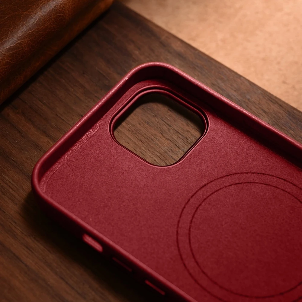 iCarer Leather made of natural leather Apple iPhone 14 Plus dėklas telefonui raudonos spalvos (compatible with MagSafe)