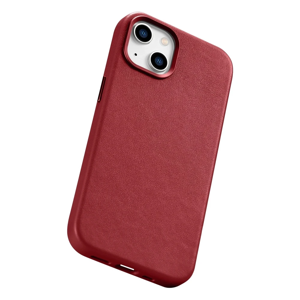 iCarer Leather made of natural leather Apple iPhone 14 Plus dėklas telefonui raudonos spalvos (compatible with MagSafe)