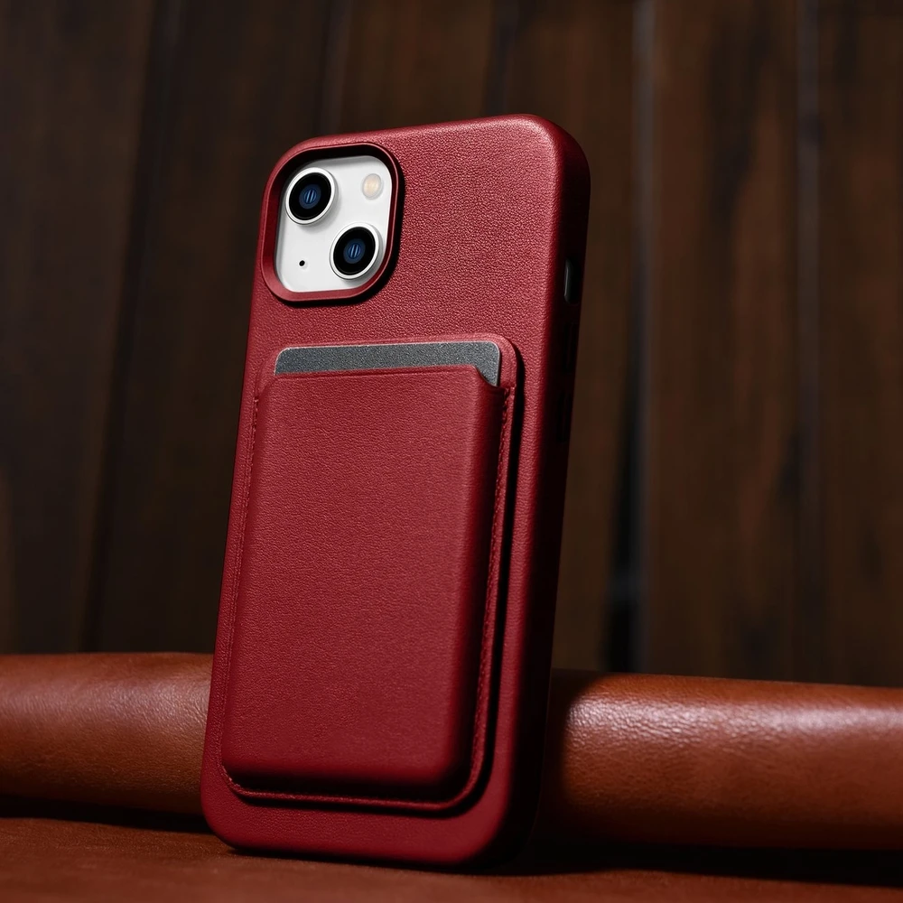 iCarer Leather made of natural leather Apple iPhone 14 Plus dėklas telefonui raudonos spalvos (compatible with MagSafe)