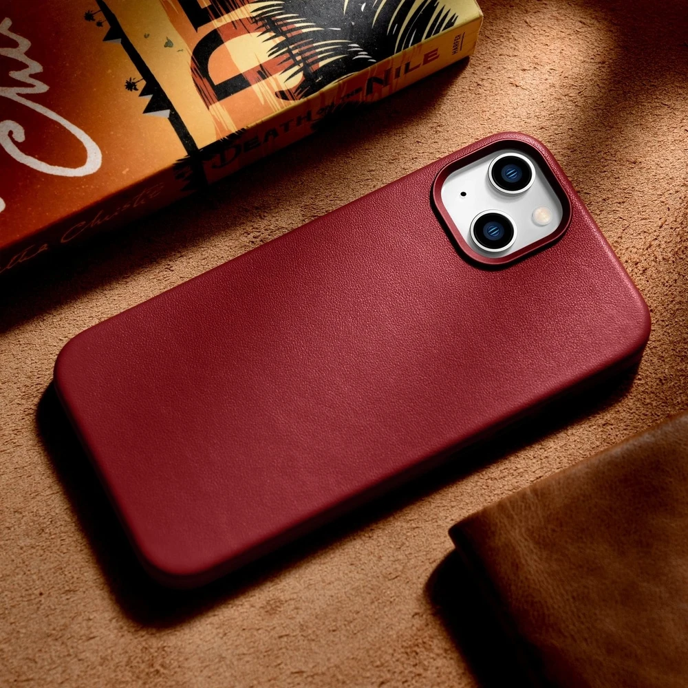 iCarer Leather made of natural leather Apple iPhone 14 Plus dėklas telefonui raudonos spalvos (compatible with MagSafe)