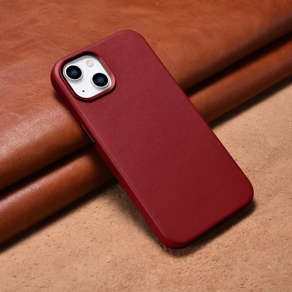 iCarer Leather made of natural leather Apple iPhone 14 Plus dėklas telefonui raudonos spalvos (compatible with MagSafe)