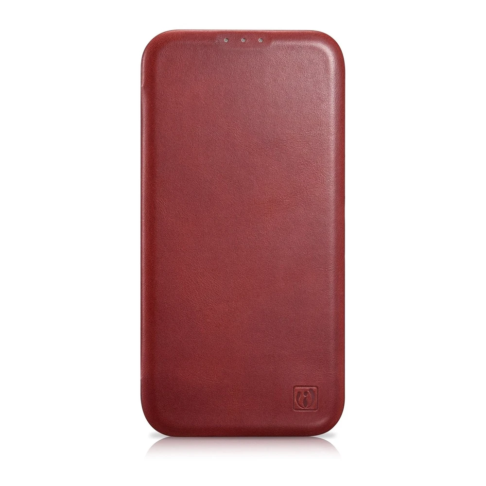 iCarer CE Oil Wax Premium Leather Apple iPhone 14 Plus Magnetic atverčiamas Leather MagSafe dėklas telefonui raudonos spalvos (AKI14220707-RD)