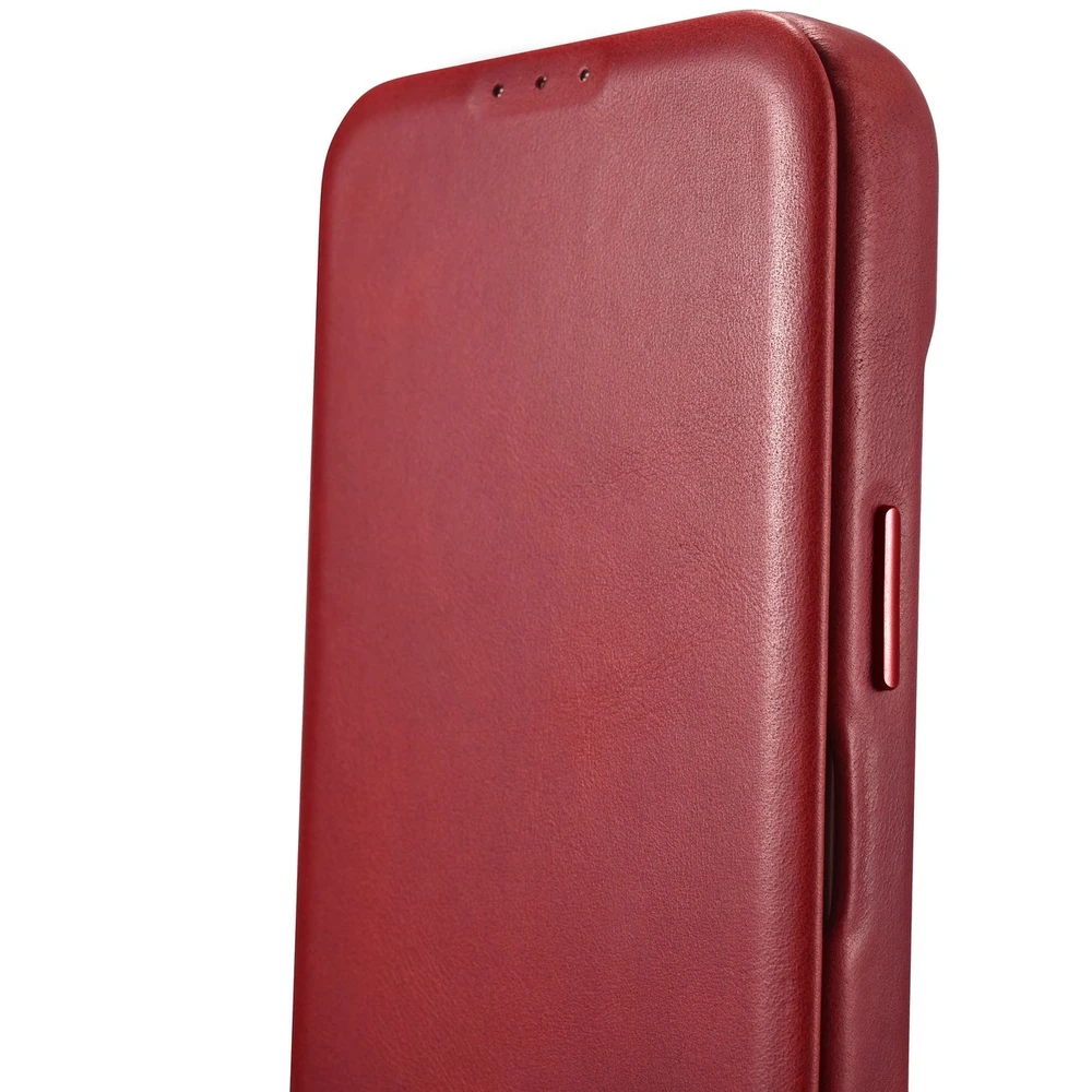 iCarer CE Oil Wax Premium Leather Apple iPhone 14 Plus Magnetic atverčiamas Leather MagSafe dėklas telefonui raudonos spalvos (AKI14220707-RD)