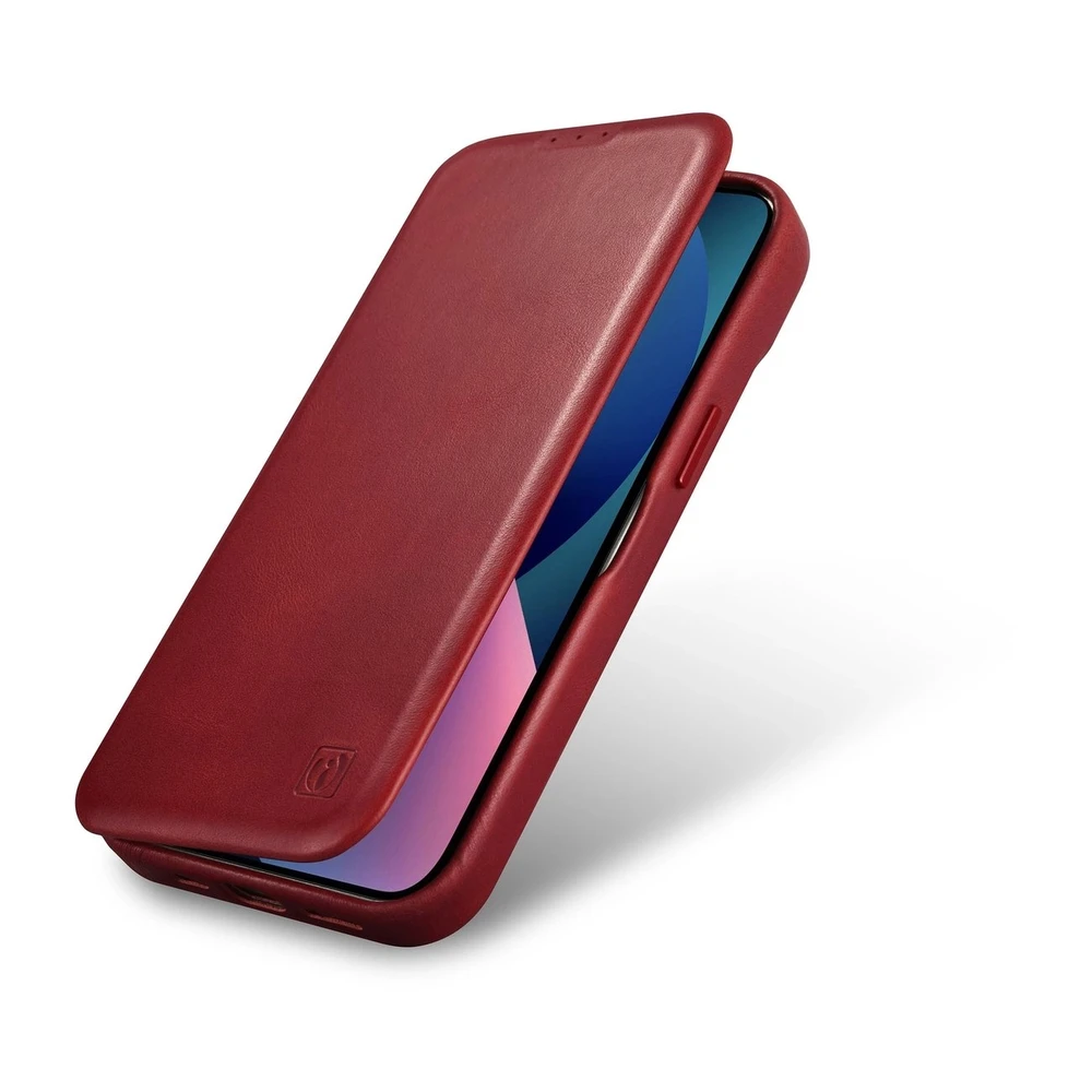iCarer CE Oil Wax Premium Leather Apple iPhone 14 Plus Magnetic atverčiamas Leather MagSafe dėklas telefonui raudonos spalvos (AKI14220707-RD)