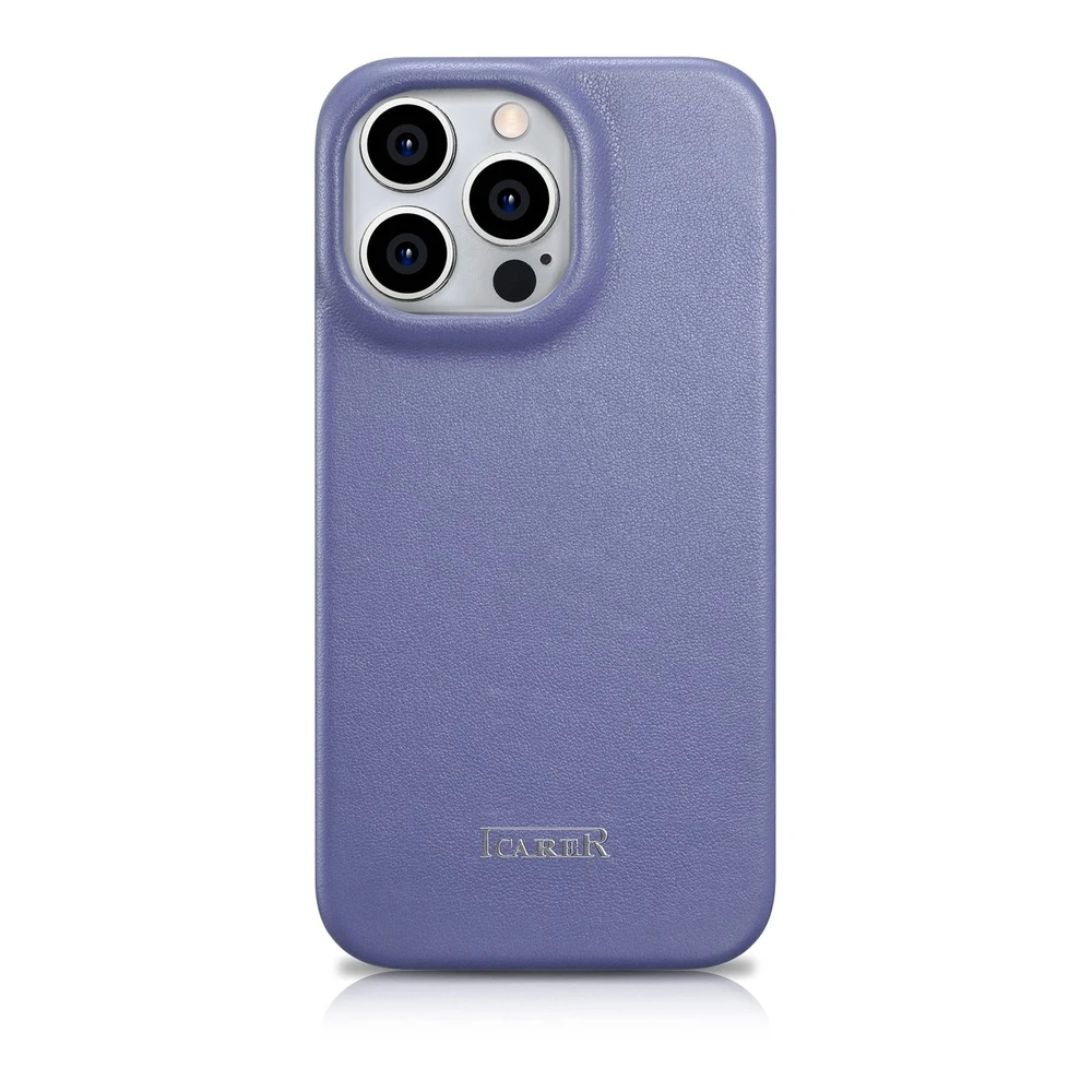 iCarer CE Premium Leather Apple iPhone 14 Pro Max Magnetic atverčiamas Leather MagSafe Light dėklas telefonui violetinės spalvos (WMI14220716-LP)
