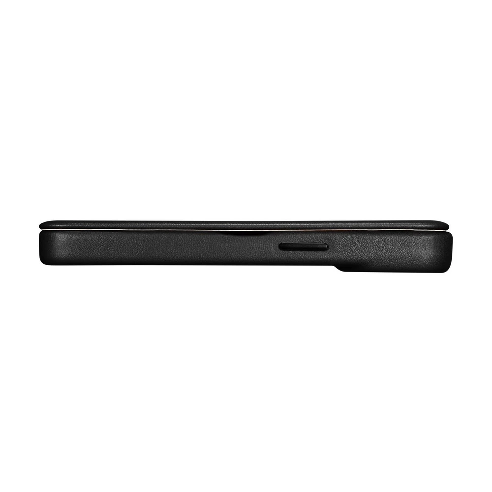 iCarer CE Premium Leather Apple iPhone 14 Plus Magnetic atverčiamas Leather MagSafe dėklas telefonui juodos spalvos (WMI14220715-BK)
