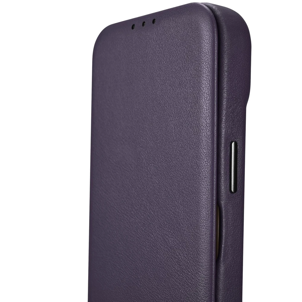 iCarer CE Premium Leather Apple iPhone 14 Plus Magnetic atverčiamas Leather MagSafe Dark dėklas telefonui violetinės spalvos (WMI14220715-DP)