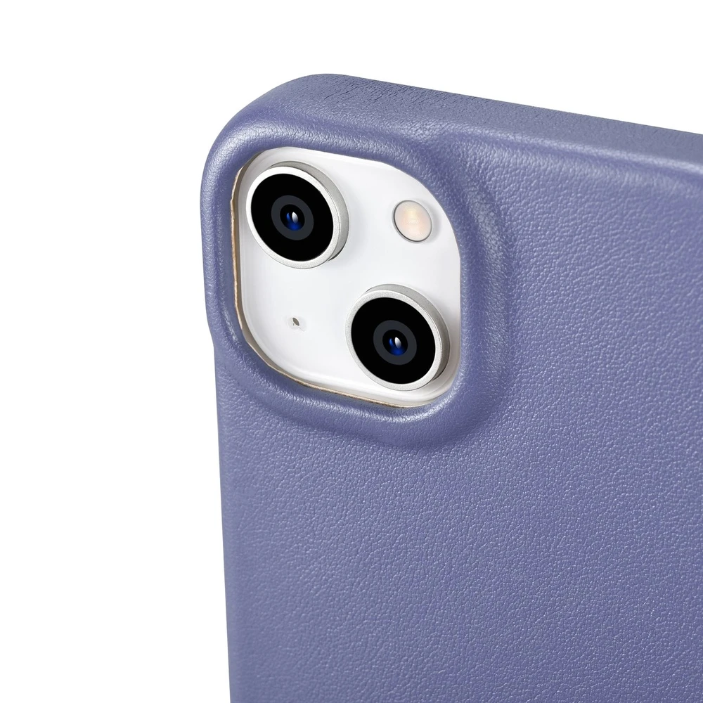 iCarer CE Premium Leather Apple iPhone 14 Plus Magnetic atverčiamas Leather MagSafe Light dėklas telefonui violetinės spalvos (WMI14220715-LP)