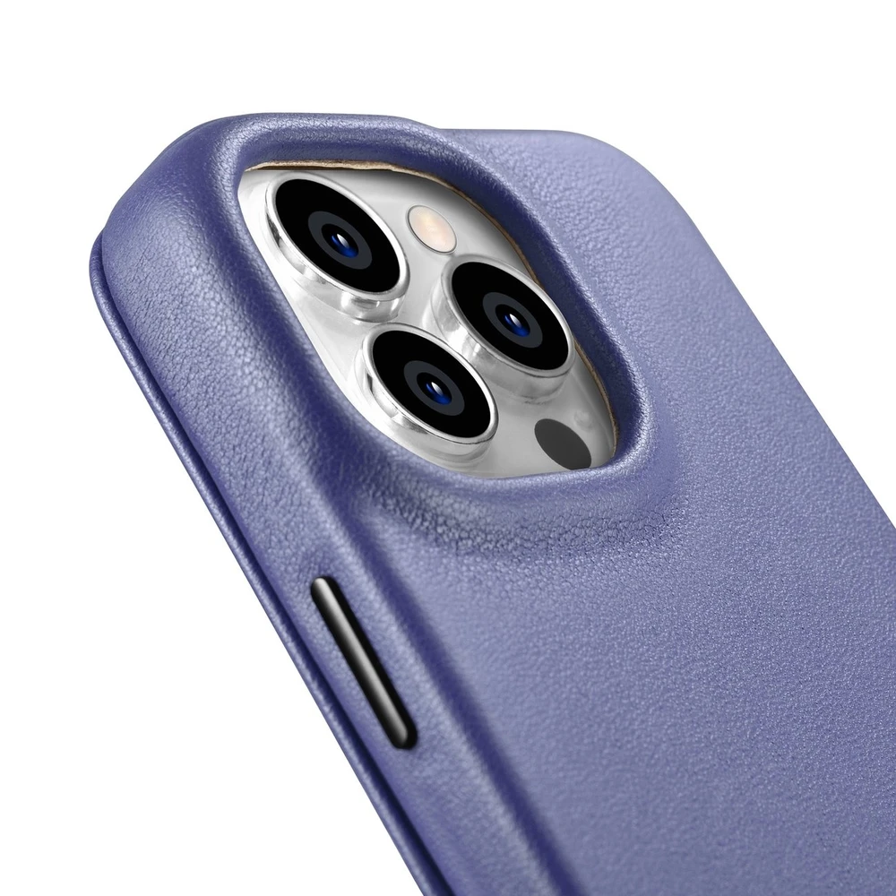 iCarer CE Premium Leather Apple iPhone 14 Pro Max Magnetic atverčiamas Leather MagSafe Light dėklas telefonui violetinės spalvos (WMI14220716-LP)