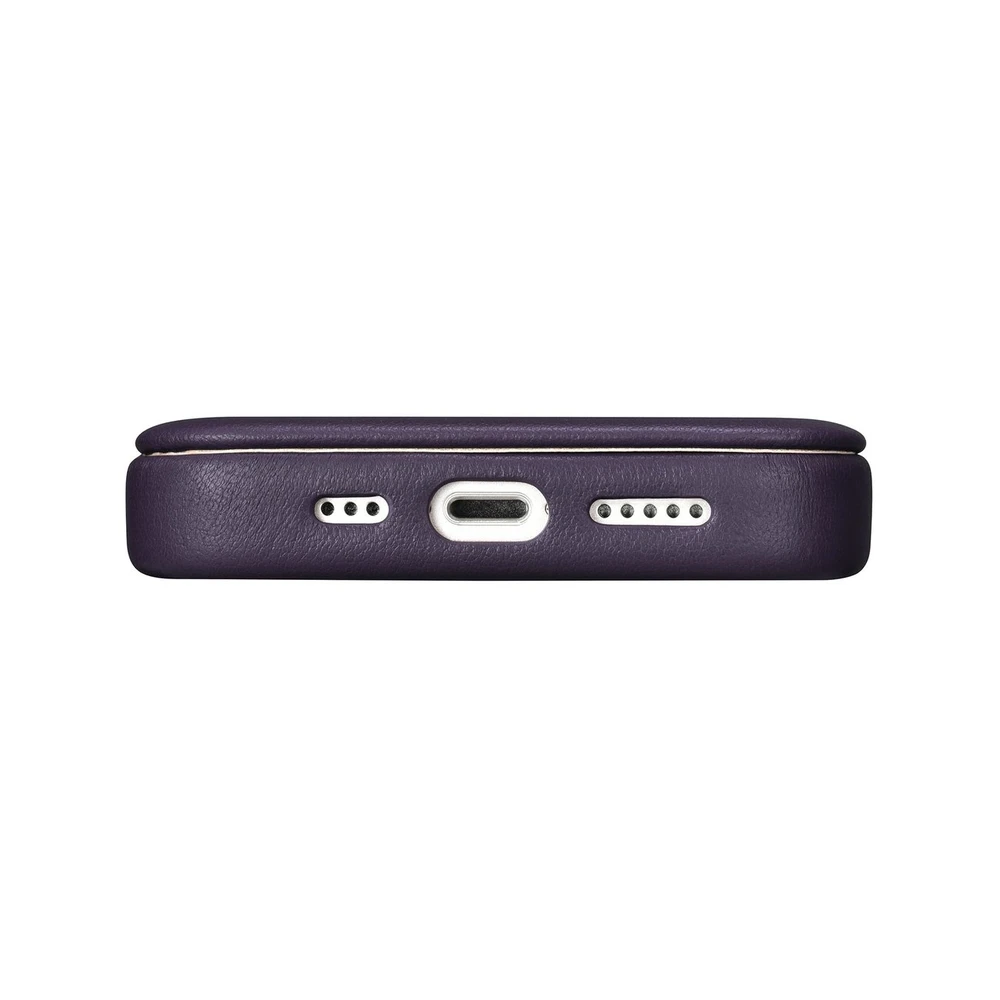 iCarer CE Premium Leather Apple iPhone 14 Plus Magnetic atverčiamas Leather MagSafe Dark dėklas telefonui violetinės spalvos (WMI14220715-DP)