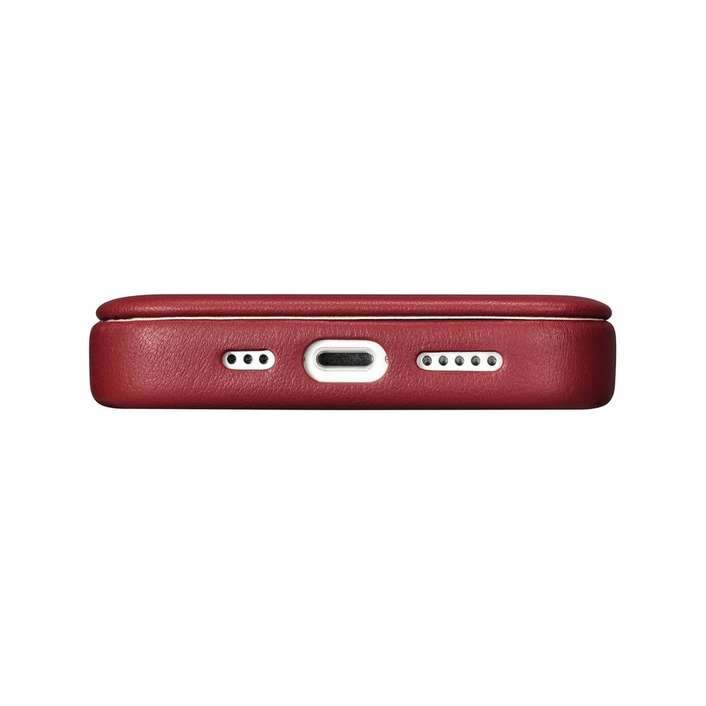 iCarer CE Premium Leather Apple iPhone 14 Plus Magnetic atverčiamas Leather MagSafe dėklas telefonui raudonos spalvos (WMI14220715-RD)