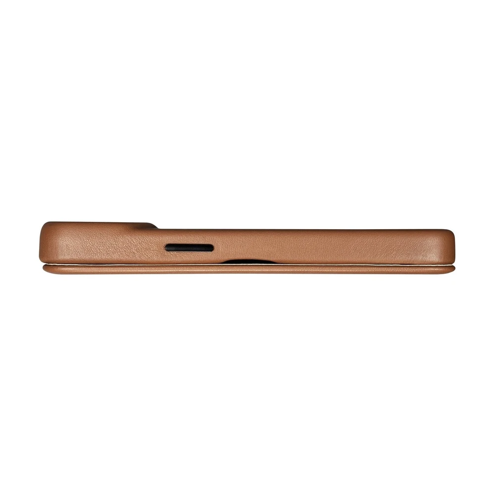 iCarer CE Premium Leather Apple iPhone 14 Plus Magnetic atverčiamas Leather MagSafe dėklas telefonui rudos spalvos (WMI14220715-BN)