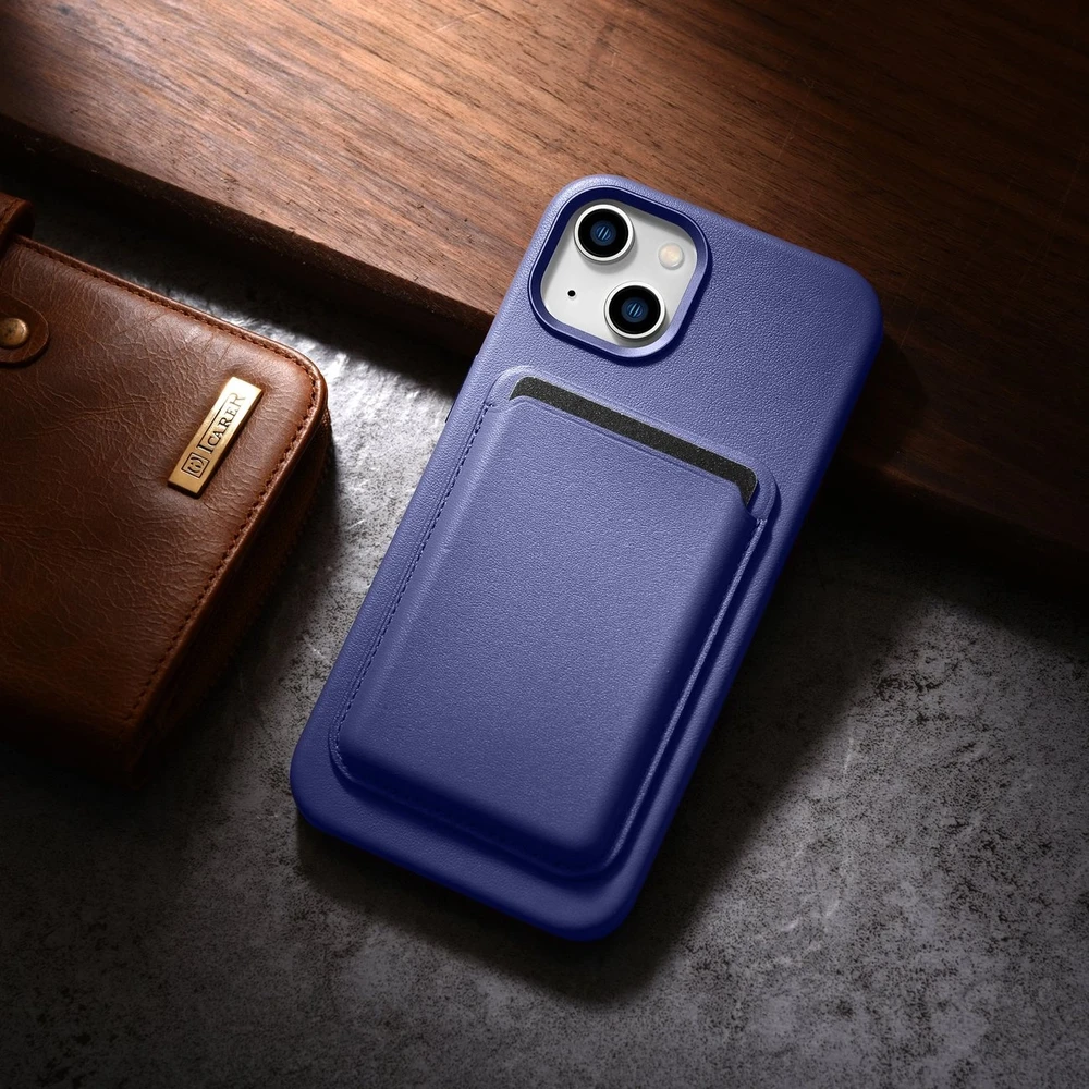 iCarer Leather Genuine Leather Apple iPhone 14 Plus Light dėklas telefonui violetinės spalvos (MagSafe Compatible)