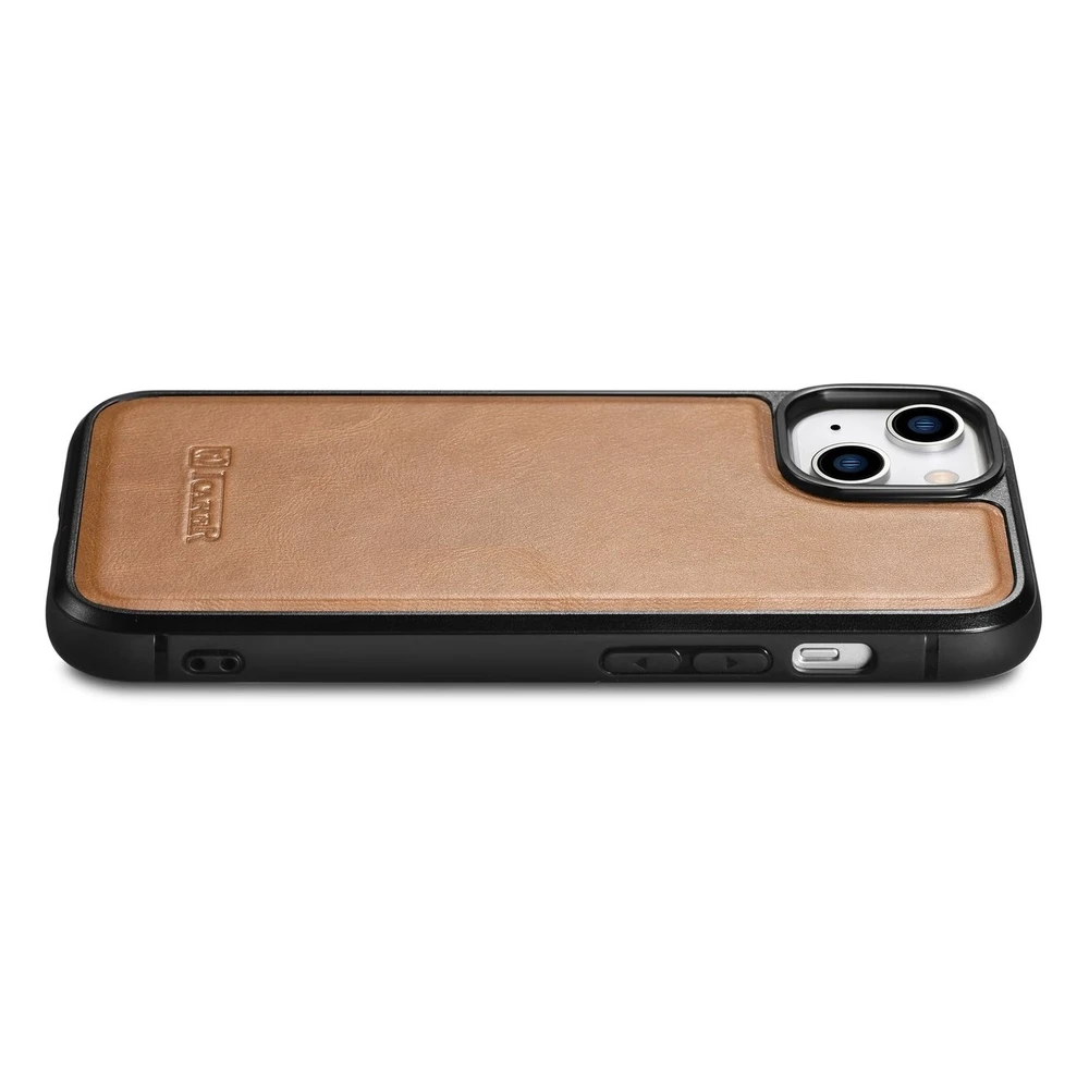iCarer Leather Oil Wax covered with natural leather Apple iPhone 14 Plus dėklas telefonui rudos spalvos (WMI14220719-TN)