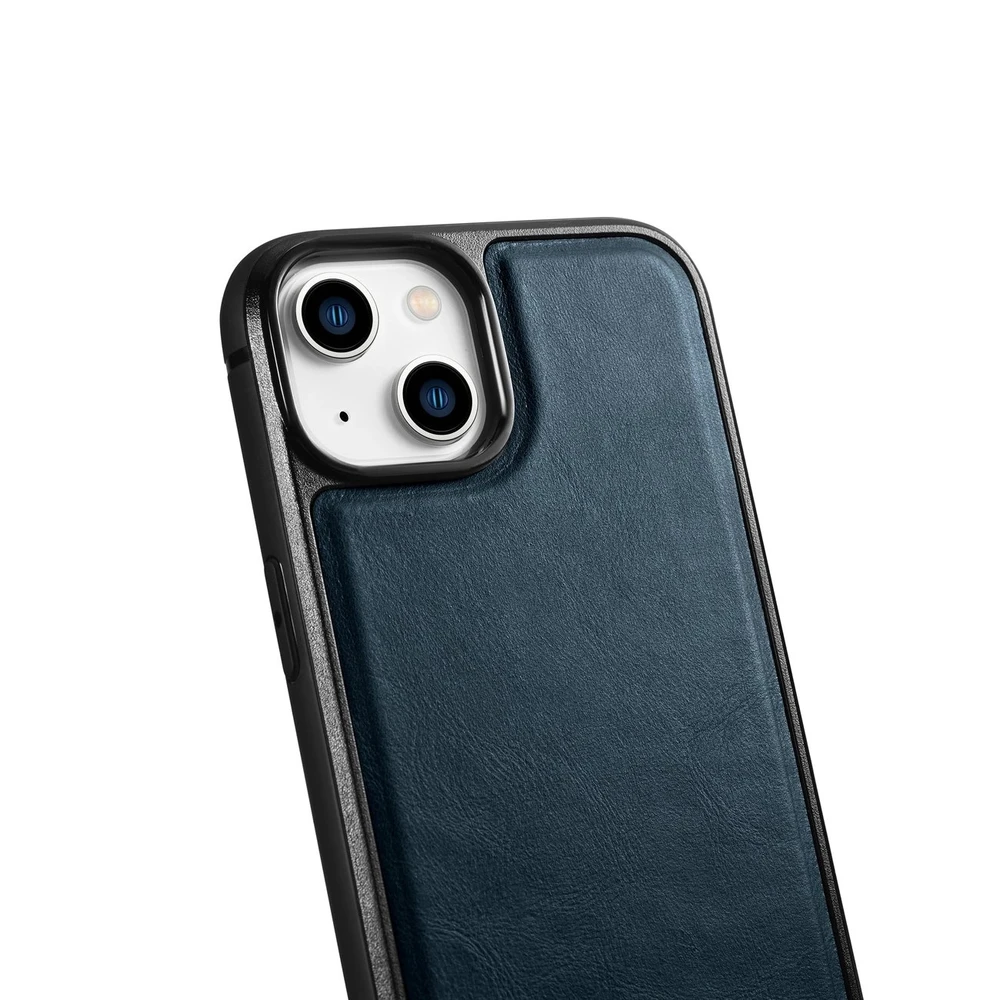 iCarer Leather Oil Wax covered with natural leather Apple iPhone 14 Plus dėklas telefonui mėlynos spalvos (WMI14220719-BU)