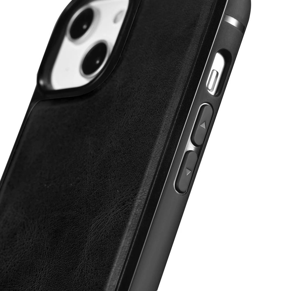 iCarer Leather Oil Wax covered with natural leather Apple iPhone 14 Plus dėklas telefonui juodos spalvos (WMI14220719-BK)