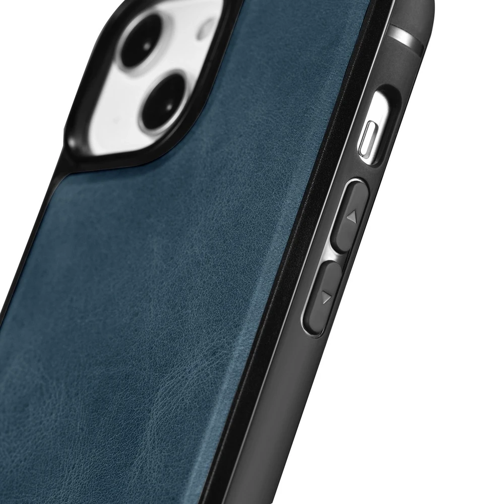 iCarer Leather Oil Wax covered with natural leather Apple iPhone 14 Plus dėklas telefonui mėlynos spalvos (WMI14220719-BU)