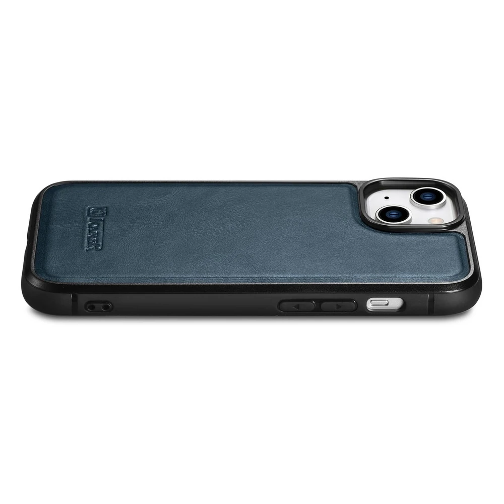 iCarer Leather Oil Wax covered with natural leather Apple iPhone 14 Plus dėklas telefonui mėlynos spalvos (WMI14220719-BU)