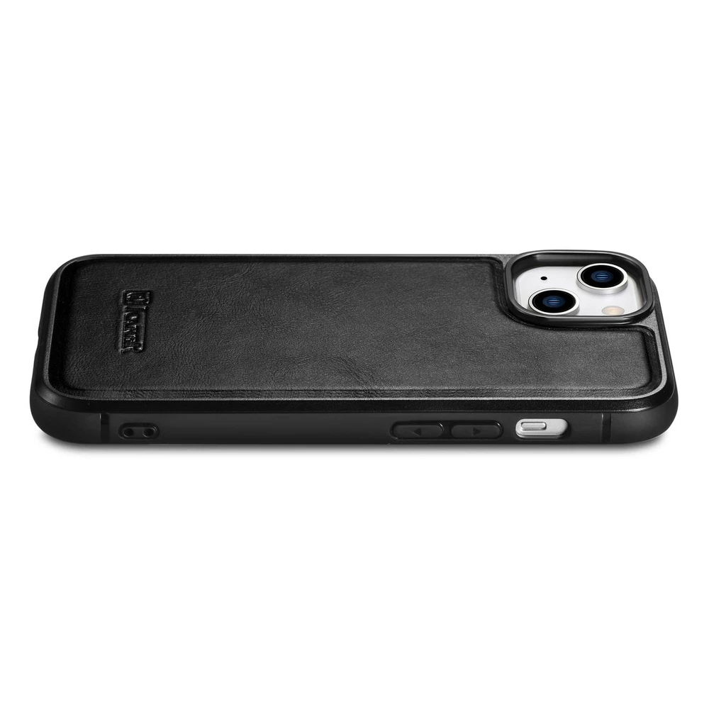iCarer Leather Oil Wax covered with natural leather Apple iPhone 14 Plus dėklas telefonui juodos spalvos (WMI14220719-BK)