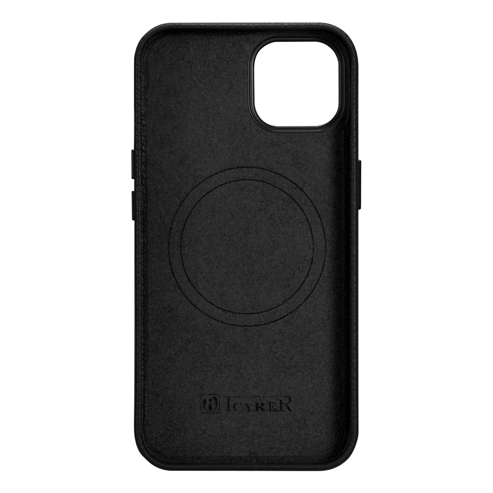 iCarer Litchi Premium Leather Apple iPhone 14 Plus Magnetic Leather with MagSafe dėklas telefonui juodos spalvos (WMI14220711-BK)