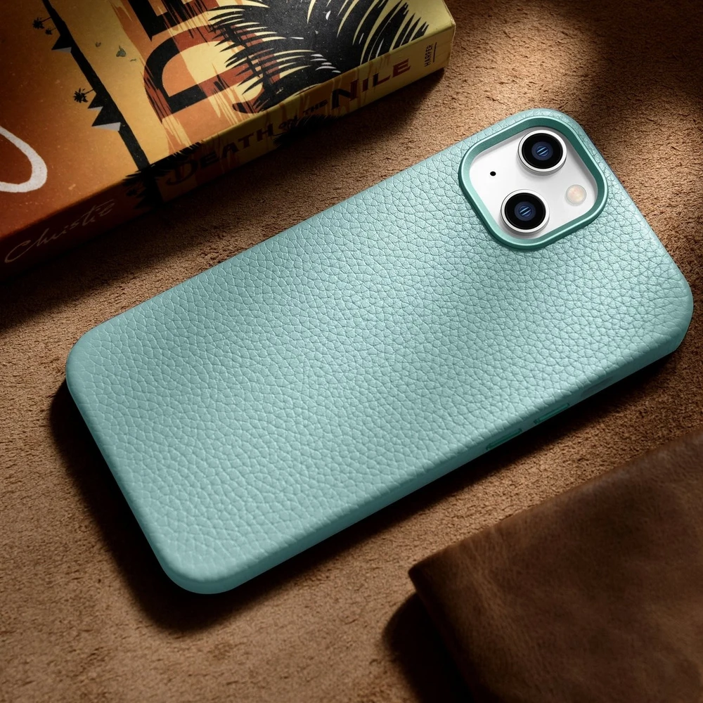 iCarer Litchi Premium Leather Apple iPhone 14 Plus Magnetic Leather with MagSafe dėklas telefonui žalios spalvos (WMI14220711-GN)