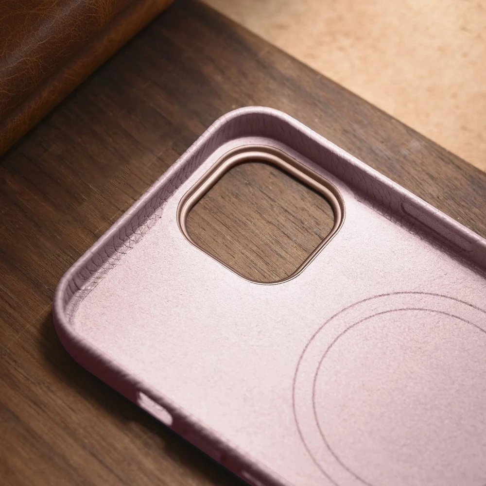 iCarer Litchi Premium Leather Apple iPhone 14 Plus Magnetic Leather with MagSafe dėklas telefonui rožinės spalvos (WMI14220711-PK)