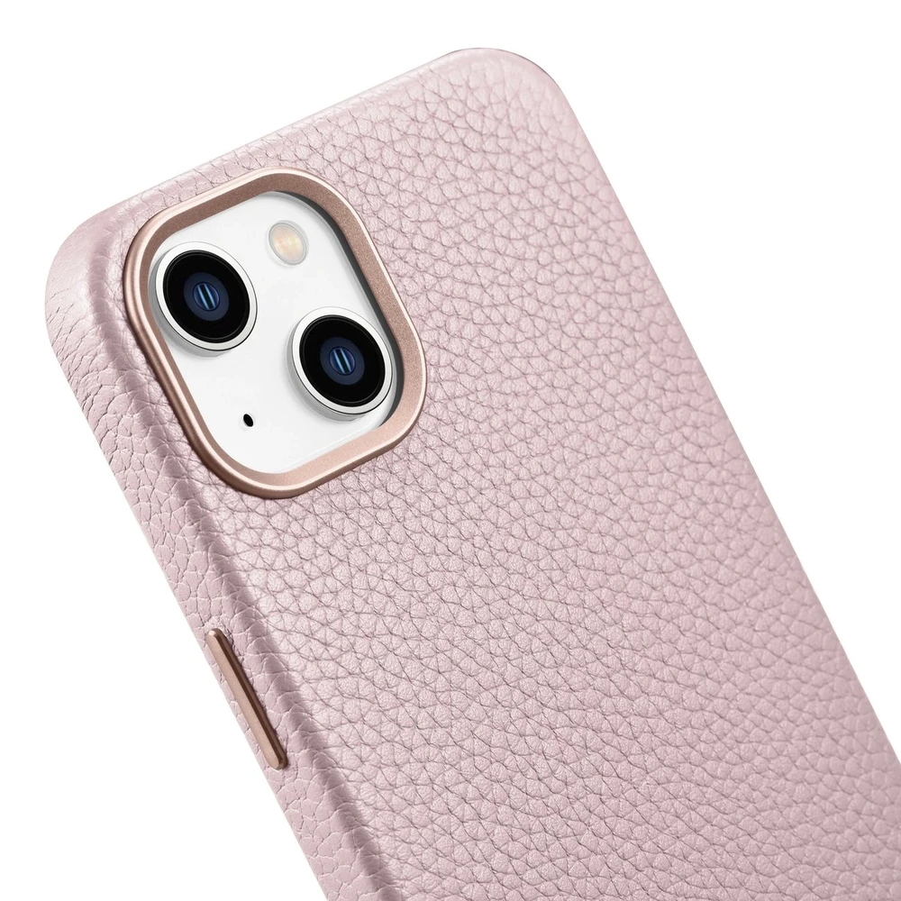 iCarer Litchi Premium Leather Apple iPhone 14 Plus Magnetic Leather with MagSafe dėklas telefonui rožinės spalvos (WMI14220711-PK)