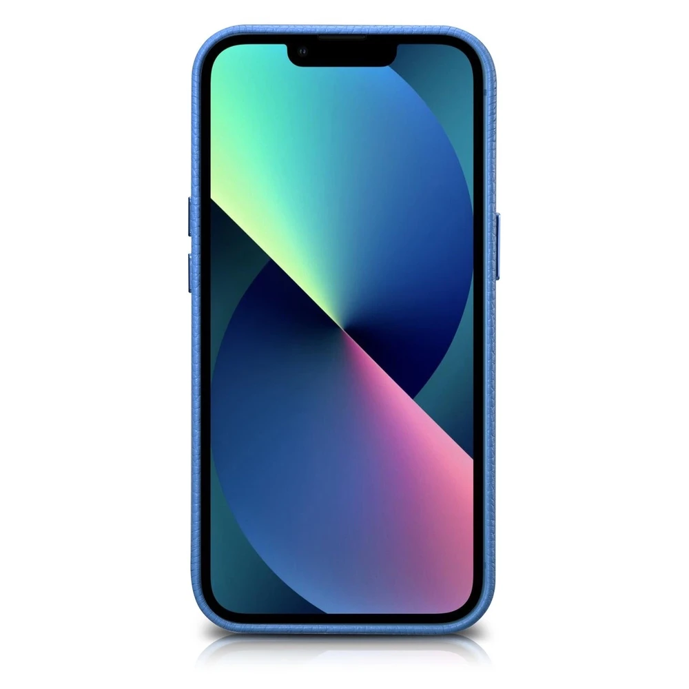 iCarer Litchi Premium Leather Apple iPhone 14 Plus Magnetic Leather with MagSafe dėklas telefonui žydros spalvos (WMI14220711-LB)