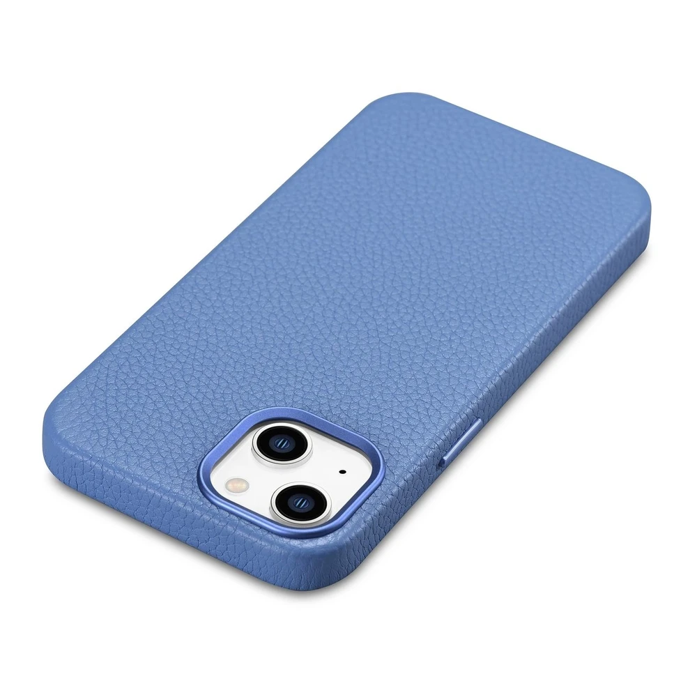 iCarer Litchi Premium Leather Apple iPhone 14 Plus Magnetic Leather with MagSafe dėklas telefonui žydros spalvos (WMI14220711-LB)