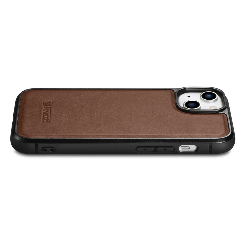 iCarer Leather Oil Wax Genuine Leather Apple iPhone 14 Plus (MagSafe Compatible) dėklas telefonui rudos spalvos (WMI14220719-BN)